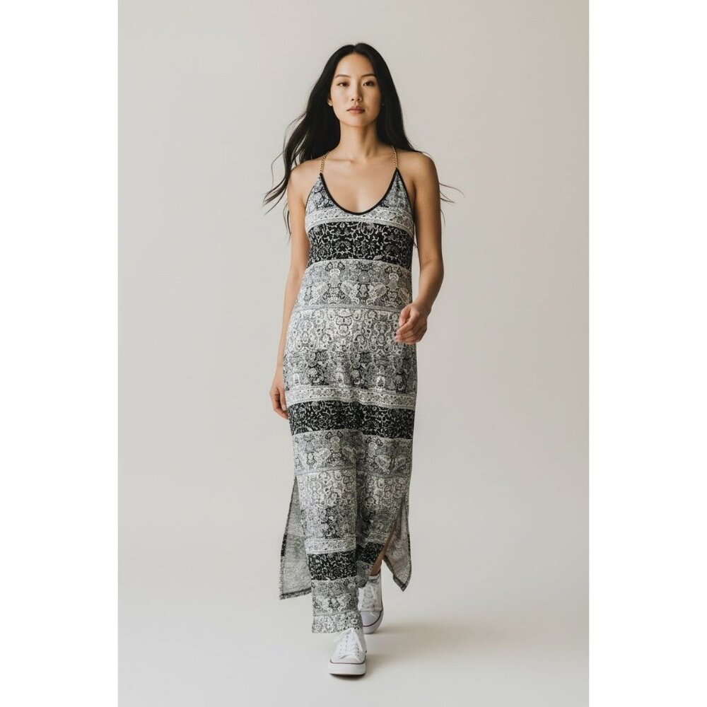 Emma & Michele Printed Sleeveless Maxi Dress With Side Slits